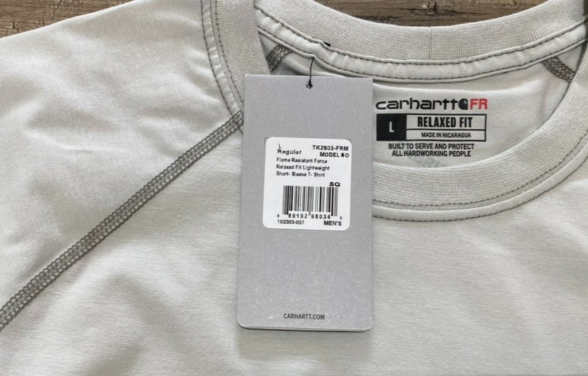 Carhartt Force FR Mens L Short Sleeve Work T-Shirt Flame Resistant Gale Gray gallery