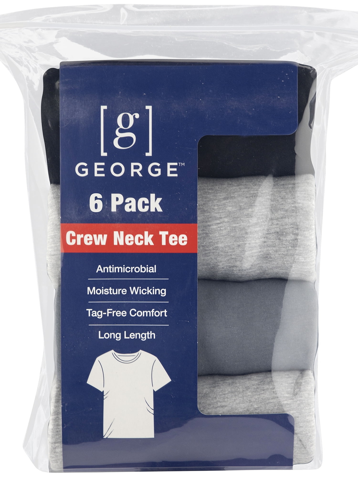 George Men's Assorted Crew T-Shirts, 6-Pack gallery