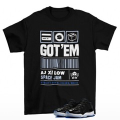 Copped Sneaker Shirt Black to Match Jordan 11 Retro Low Space Jam FV5104-004