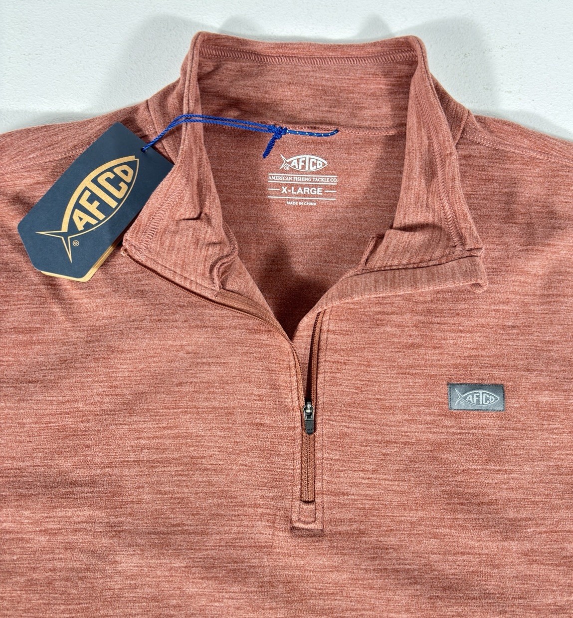 Aftco Pullover Fleece Mens XL 1/4 Zip Heather Red Long Sleeve NEW gallery
