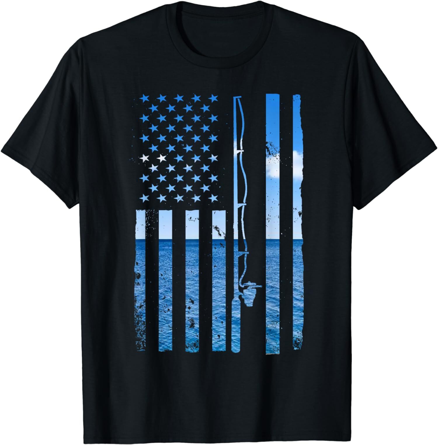 Fisherman Funny Bass Fishing Usa American Flag Unisex T-Shirt gallery