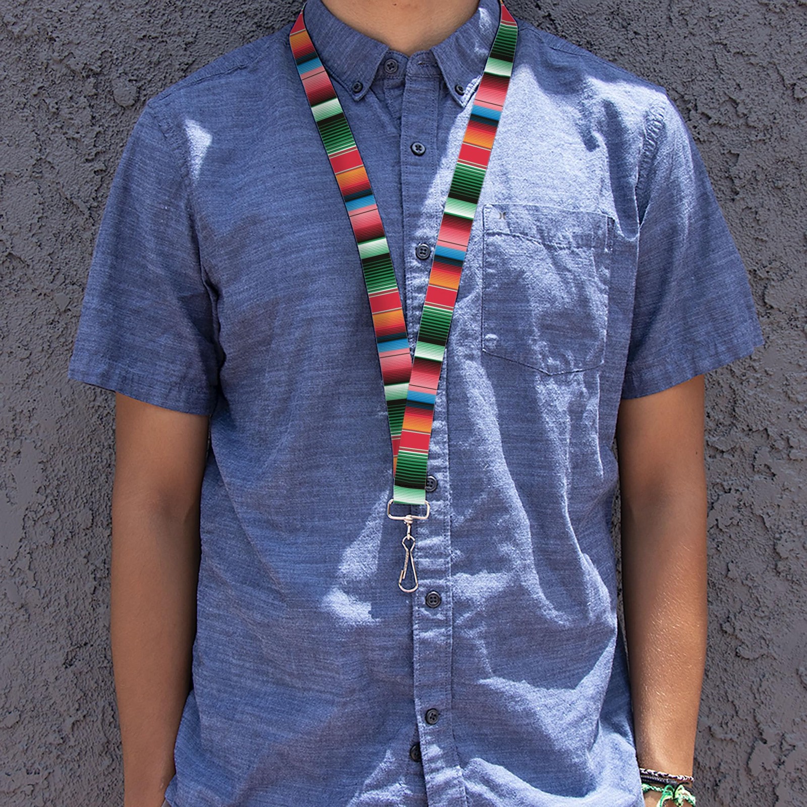 1.0 Inch Lanyard Zarape5 Vertical Multi Color Stripe ID Badge Holder Strap gallery