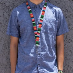 1.0 Inch Lanyard Zarape5 Vertical Multi Color Stripe ID Badge Holder Strap