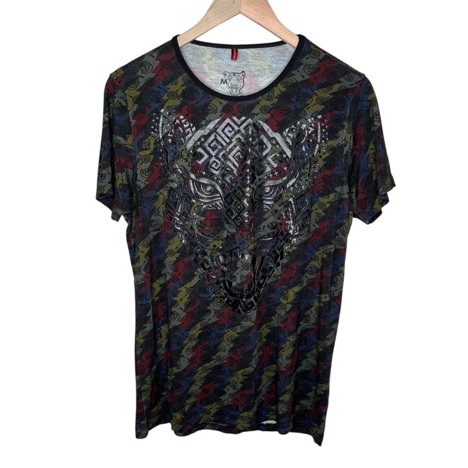 Ah Guey Mens 3d Print Jaguar Mayan Aztec Short Sleeve Shirt Medium