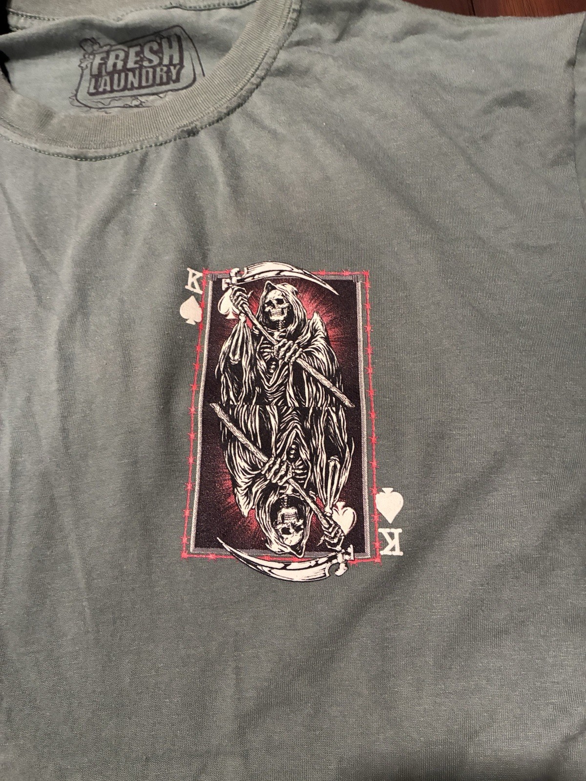Fresh Laundry T Shirt Large Black Grim Reaper King Of Spades Graphic Tee gallery