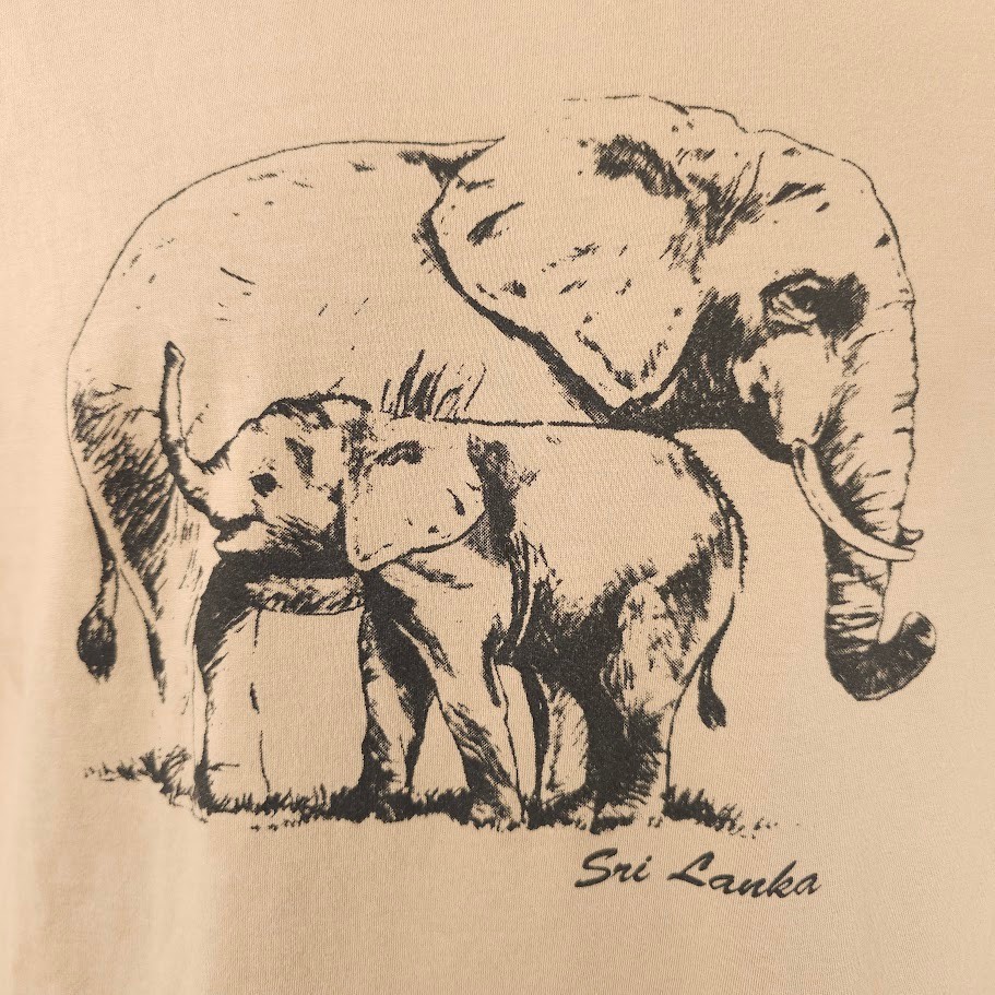 Sri Lanka T Shirt Mens Size Medium Beige Elephants Travel Destination Tee gallery