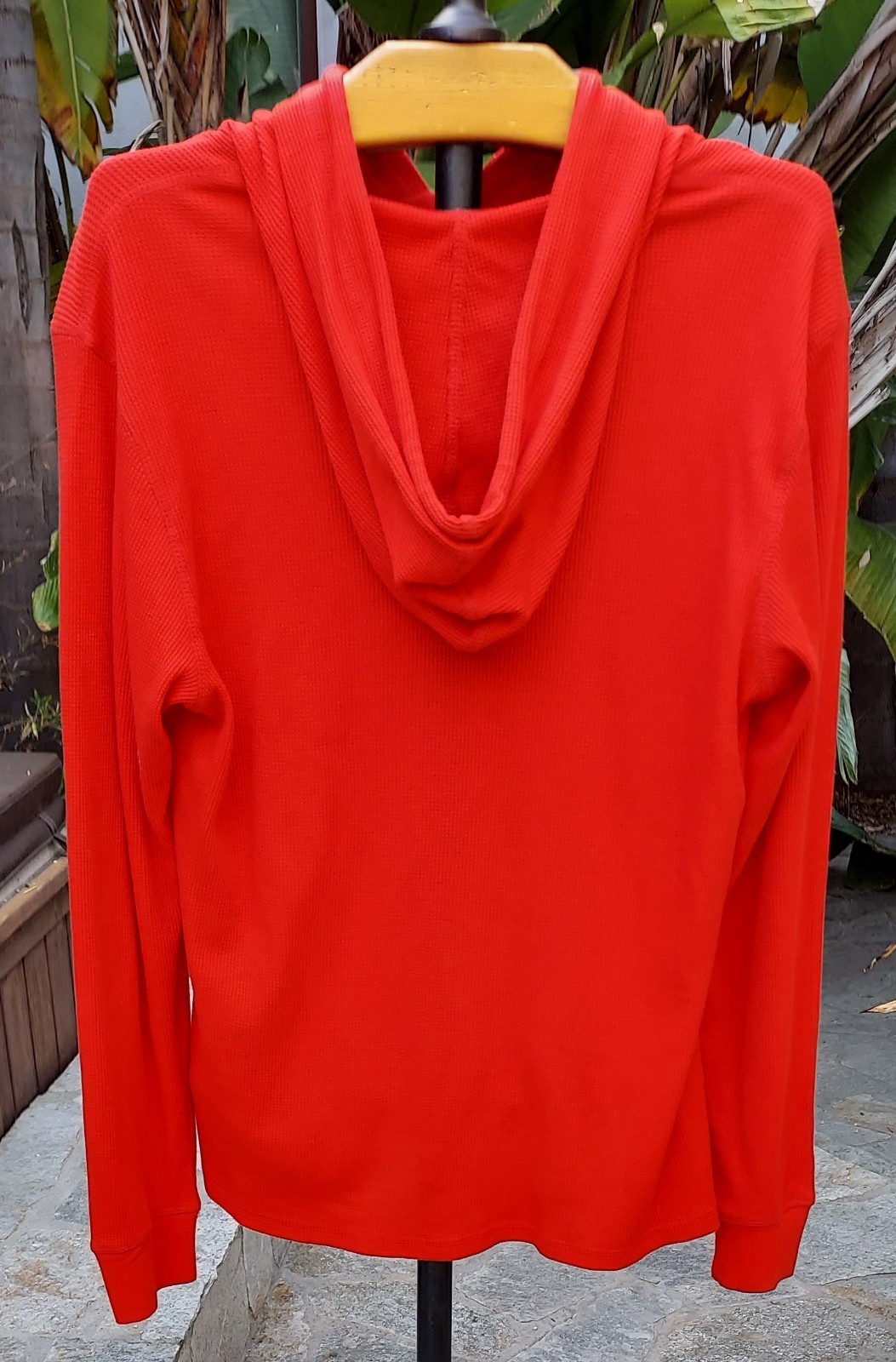 NWT $50 Mens Bright Red Lightweight Hoodie T-Shirt L/S Soft, Easy Care Sz Medium gallery