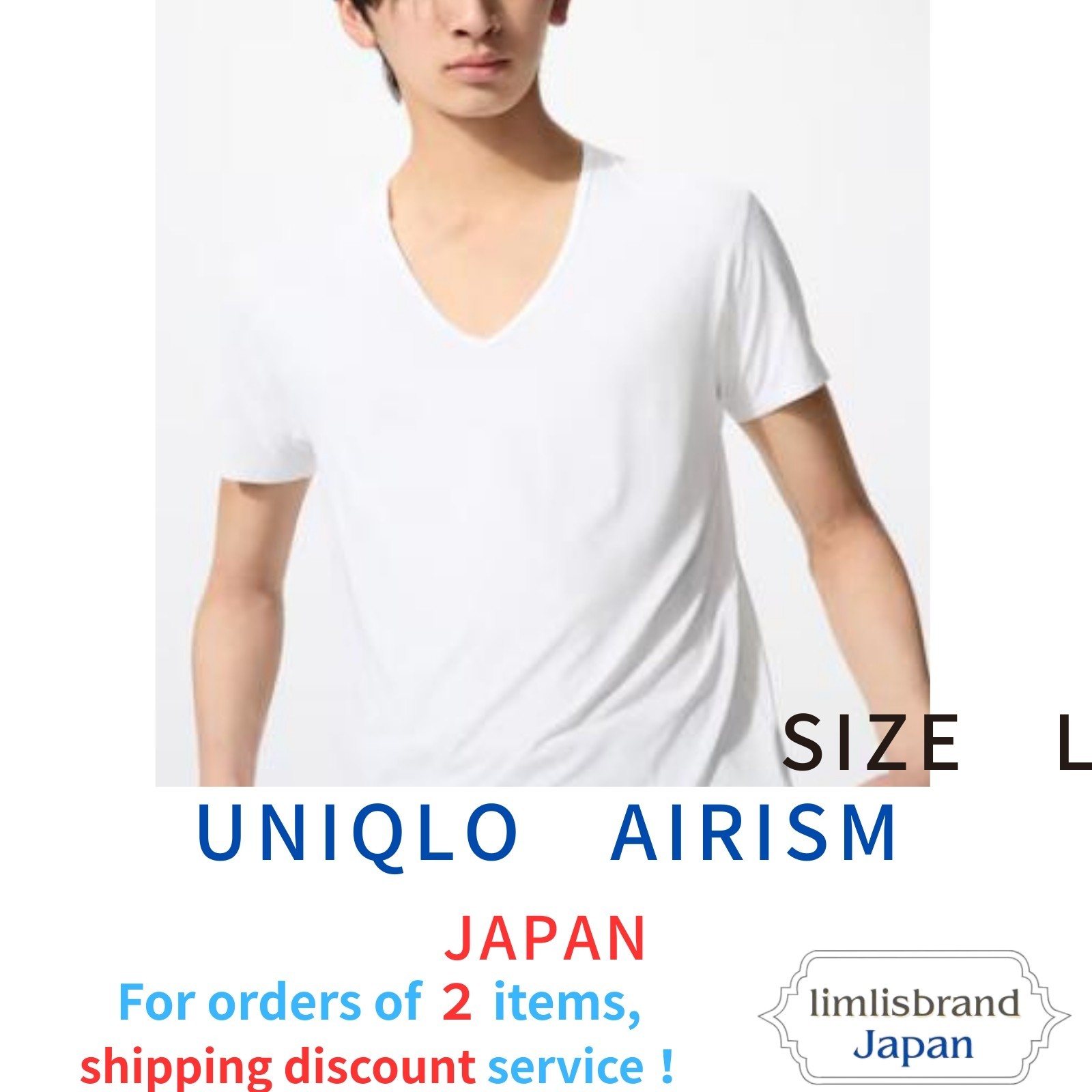 UNIQLO AIRism Men’s Deodorant Mesh V neck T shirt Size: L 【Set of 2】from JAPAN