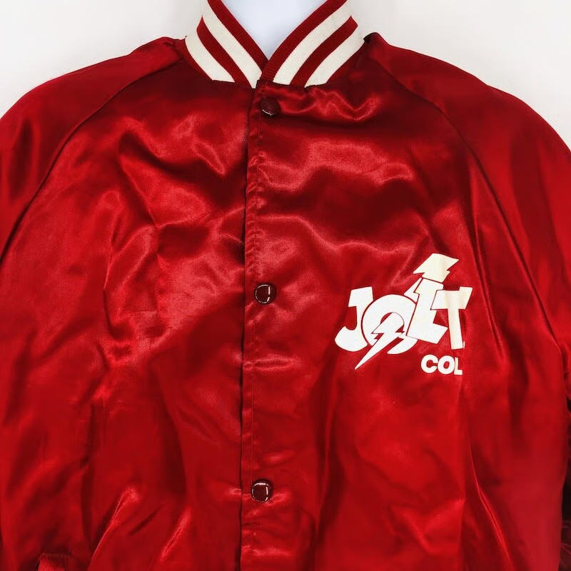 Vintage Jolt Cola Red Satin 100% Nylon Bomber Jacket WestArt Lined Size XL gallery