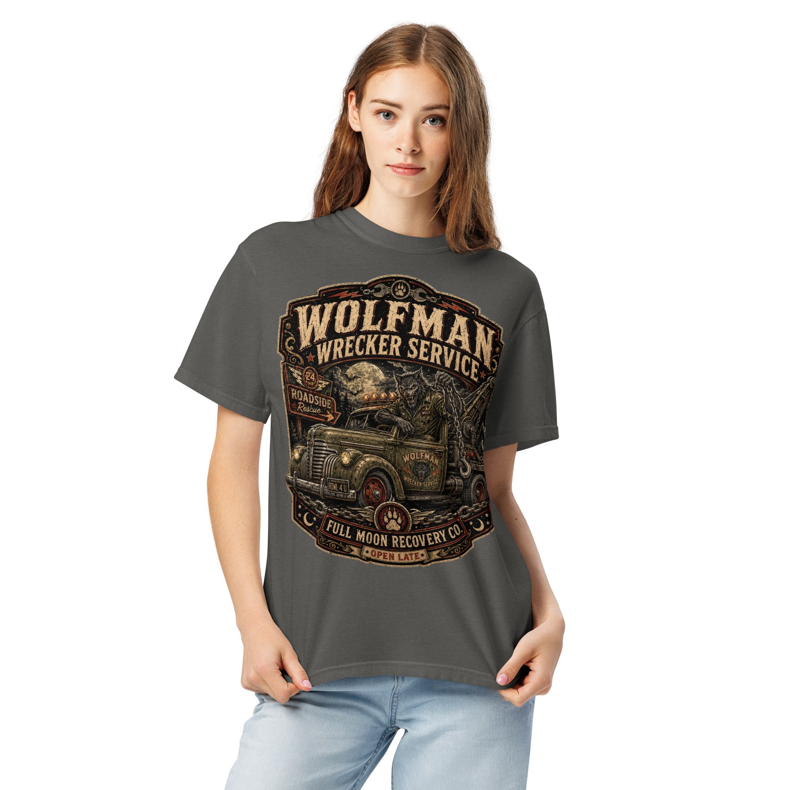 Wolfman Tow Truck Comfort T-Shirt Werewolf Wrecker Tee S-4XL gallery