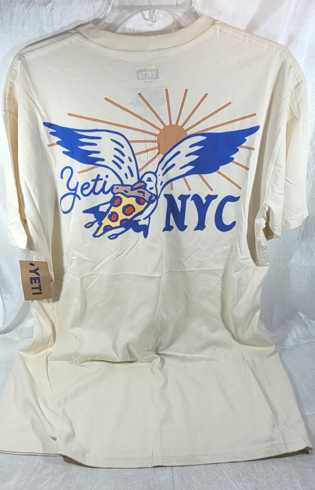 Yeti Short Sleeve T-Shirt NYC New York City Pizza Seagul – Ecru – Choose Size