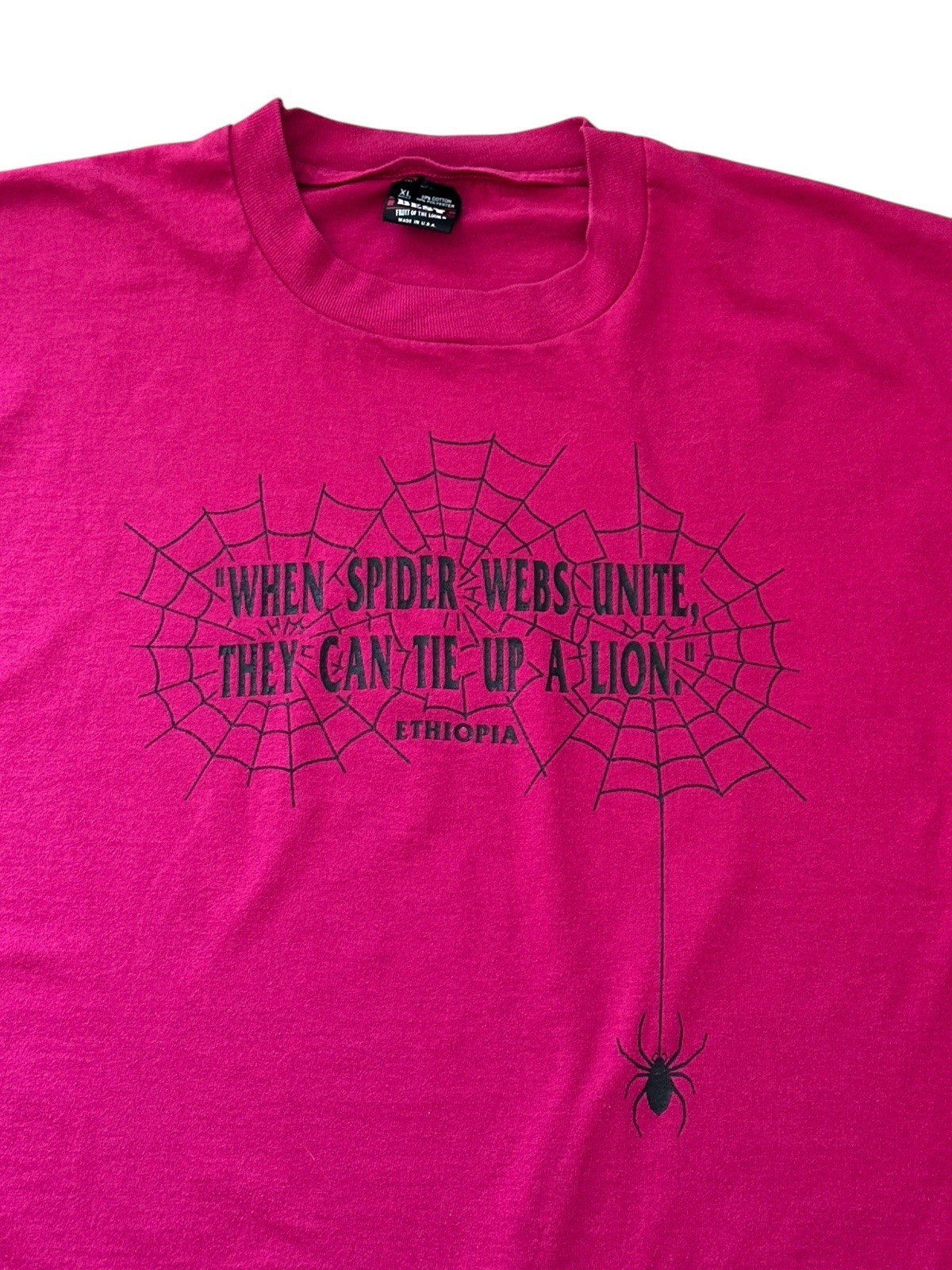 Vintage When Spider Webs Unite T Shirt Men’s XL Ethiopia 90’s USA gallery