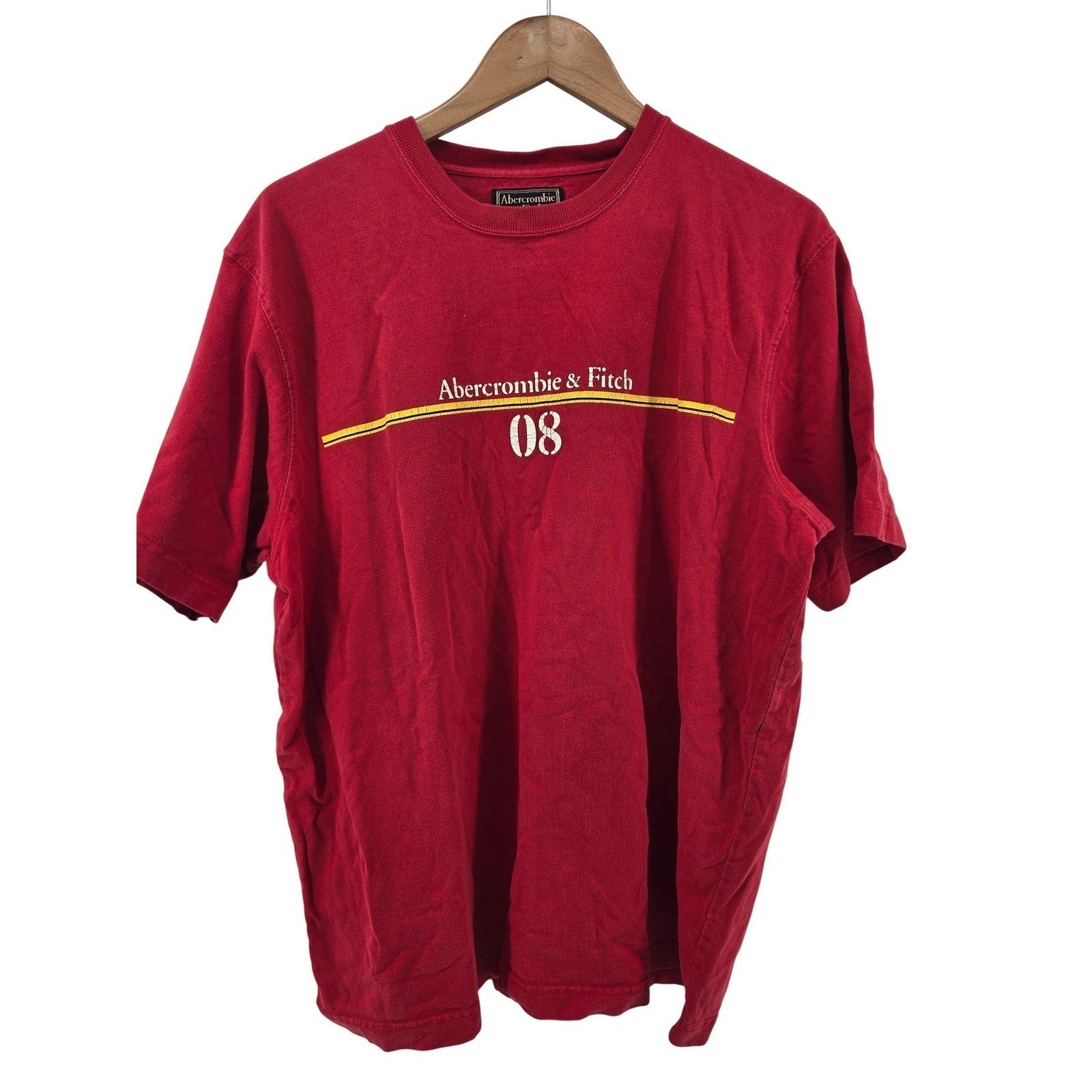 Abercrombie & Fitch T-Shirt Mens XL Red Y2K Logo 08 Graphic Short Sleeve Cotton gallery