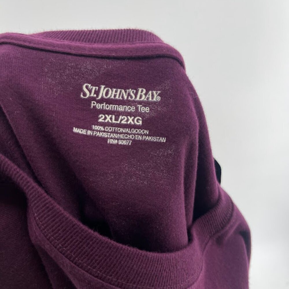Men's Size 2XL Maroon T Shirt ST. Johns Bay Performance Cotton NWT gallery