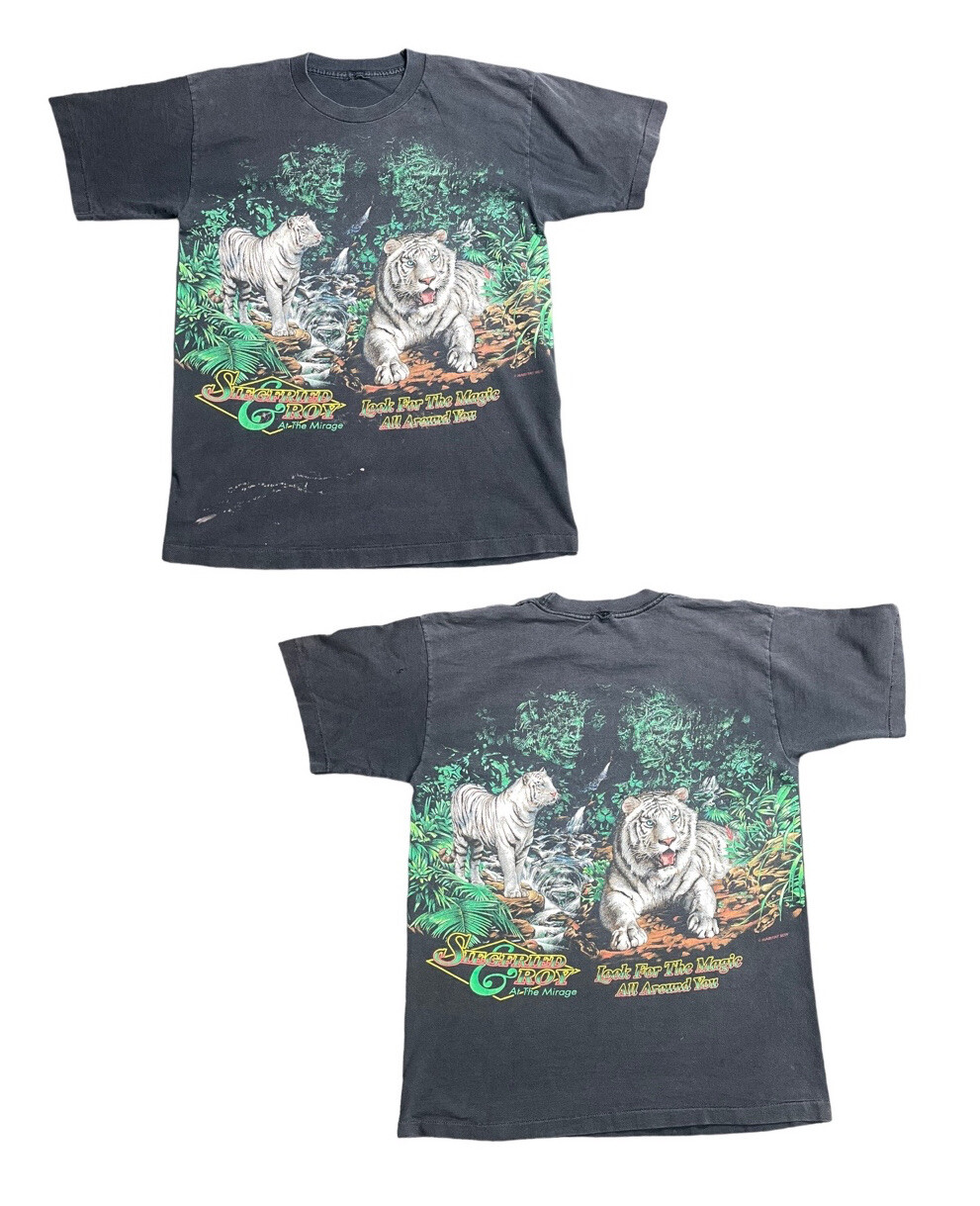 Vintage Siegfried Roy Tiger All over Print Nature Animal T Shirt 20”x25” USA gallery