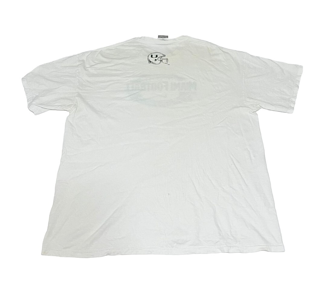 Vintage White Nike Team Tag Miami Hurricanes Double-sided T-Shirt Men's Size 2XL gallery