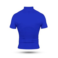 Nxtrnd Men’s Turtleneck Compression T-Shirt, Short Sleeve Mock Neck (Blue, Me…