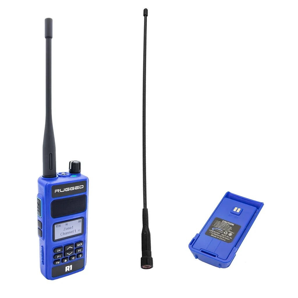 Rugged R1 Handheld Radio With Long Range Antenna and XL Battery Communications