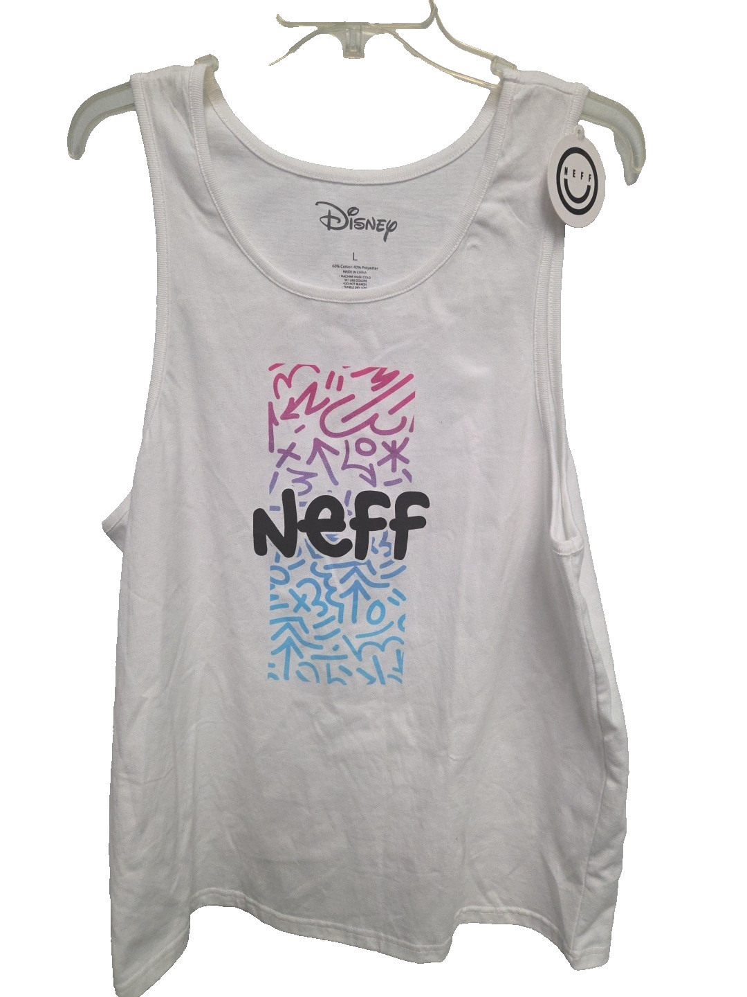 DISNEY Neff Mens MICKEY MOUSE SZ Lg White Tank Top Graphic Logo NWT