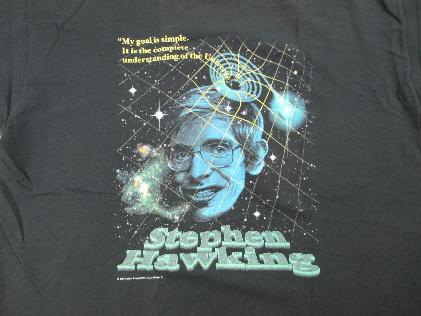 VINTAGE Stephen Hawking Shirt Mens Extra Large Black USA Single Stitch 1995* gallery