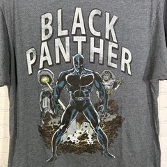 Marvel Black Panther Shirt Men Large Dark Gray Distressed Retro Comic Book logo