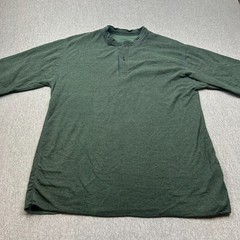 LL Bean Traditional Fit Lined River Henley Long Sleeve Shirt Mens Large Green