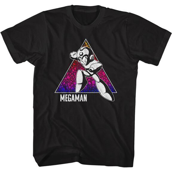 Mega Man Capcom Video Game Jumping Through Triangle Men’s T Shirt Gamer Merch