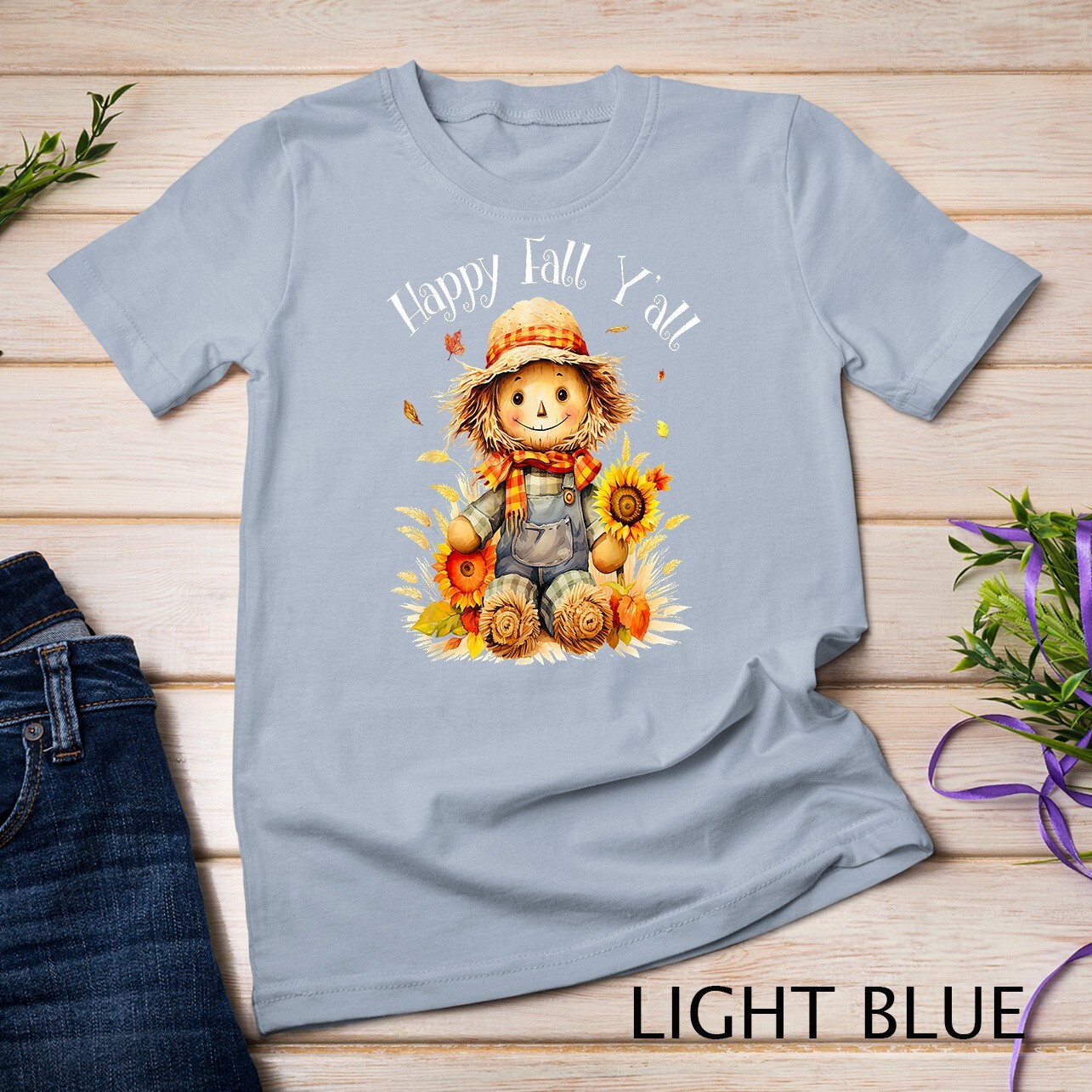 Happy Fall Yall Shirt Scarecrow Pumpkin Autumn Thanksgiving Unisex T-shirt gallery