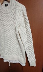 Diesel Aran pattern thick knit with drawstring hem, nylon x wool.