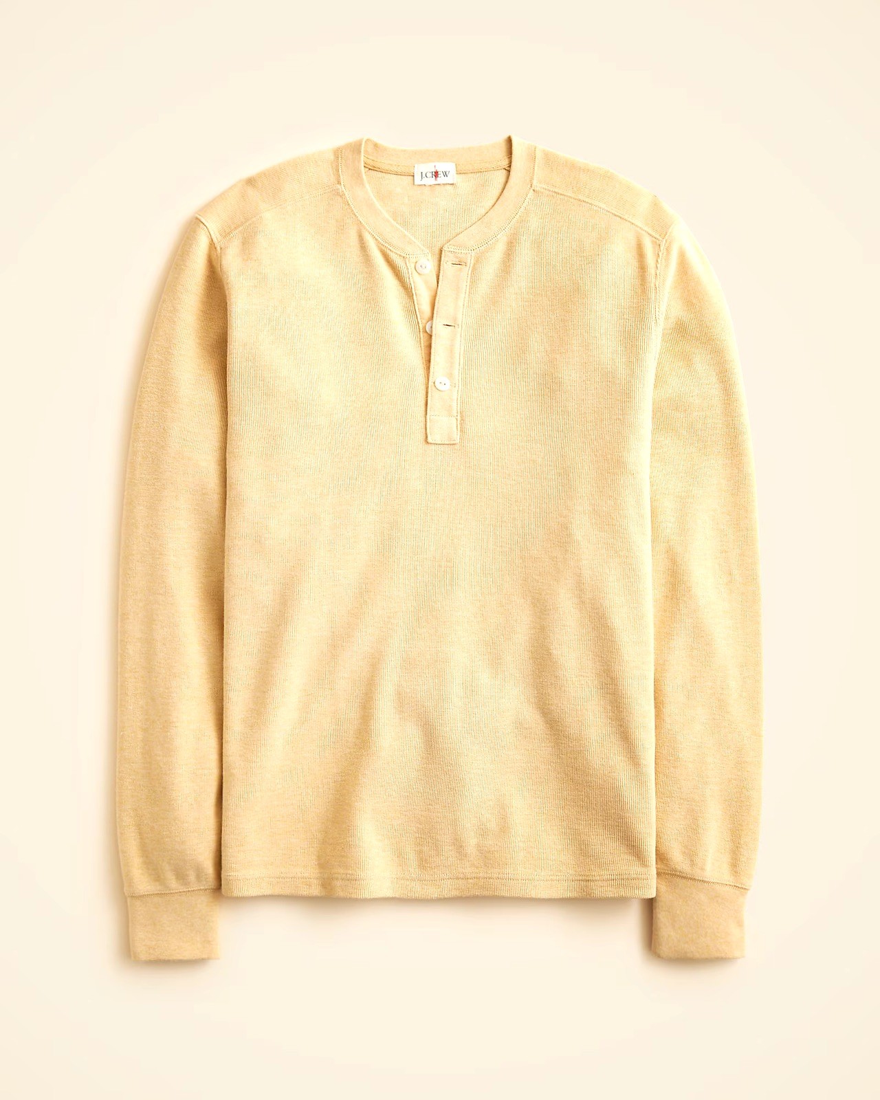 J. CREW Jacquard rib-knit henley in Heather Ginko (Yellow) Size S NWT $98 CL754 gallery