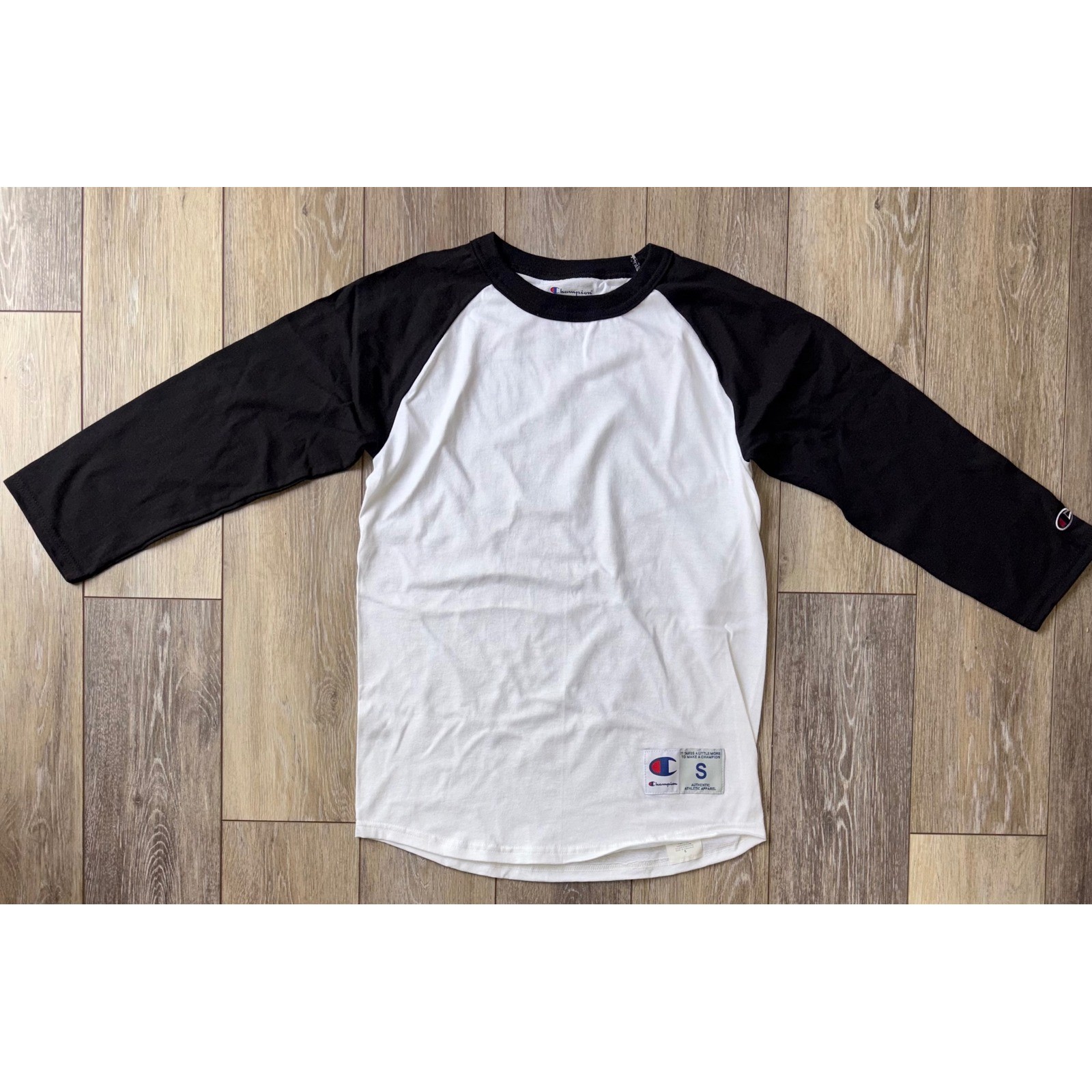 NWOT Unisex Champion Baseball Raglan - Small - White/Black gallery