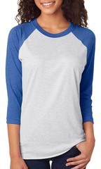 Next Level – UNISEX 3/4 Sleeve Raglan Baseball T-Shirt Tri Blend Plain Tee 6051