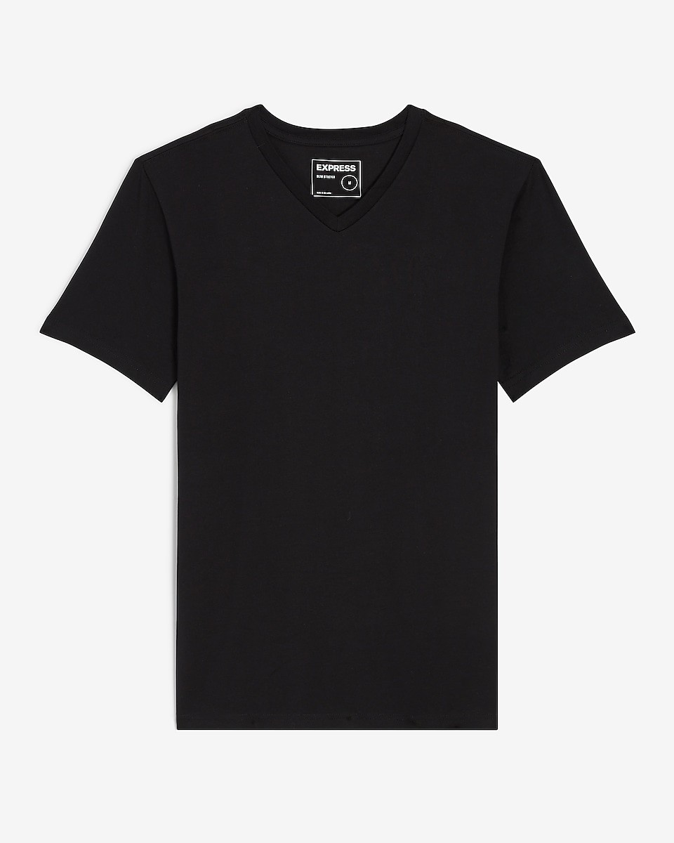 NWT - EXPRESS Men's 3 Pack Slim Stretch V-Neck Neck T-Shirts Sand Black White S gallery