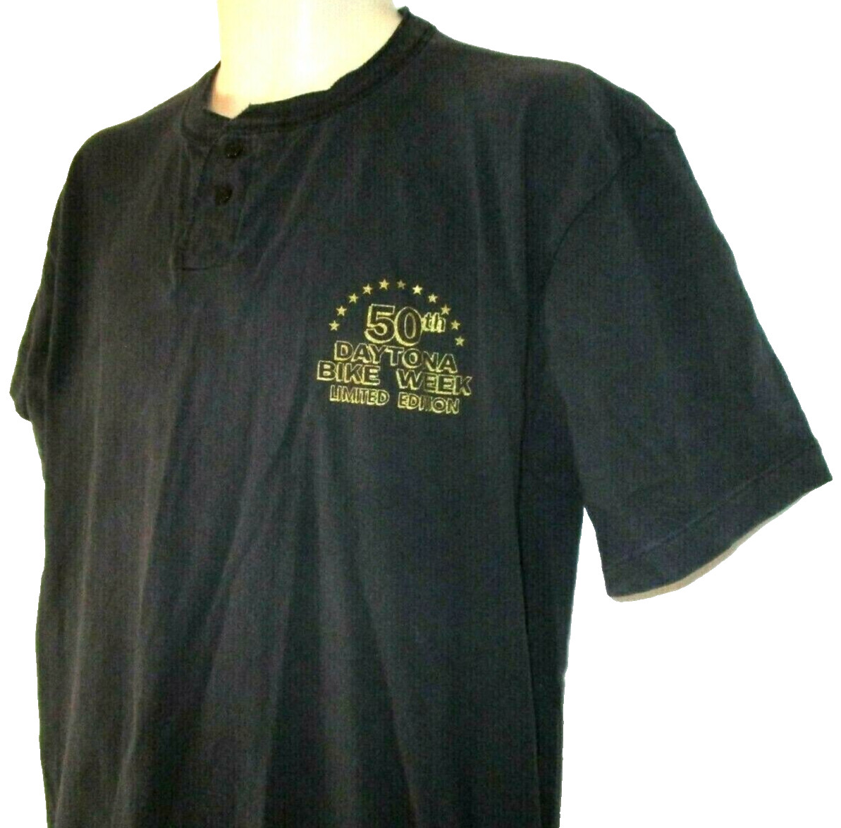 Harley-Davidson Henley T-Shirt 50th Anniversary Eagle XL Black Pull On Mens CBi9 gallery