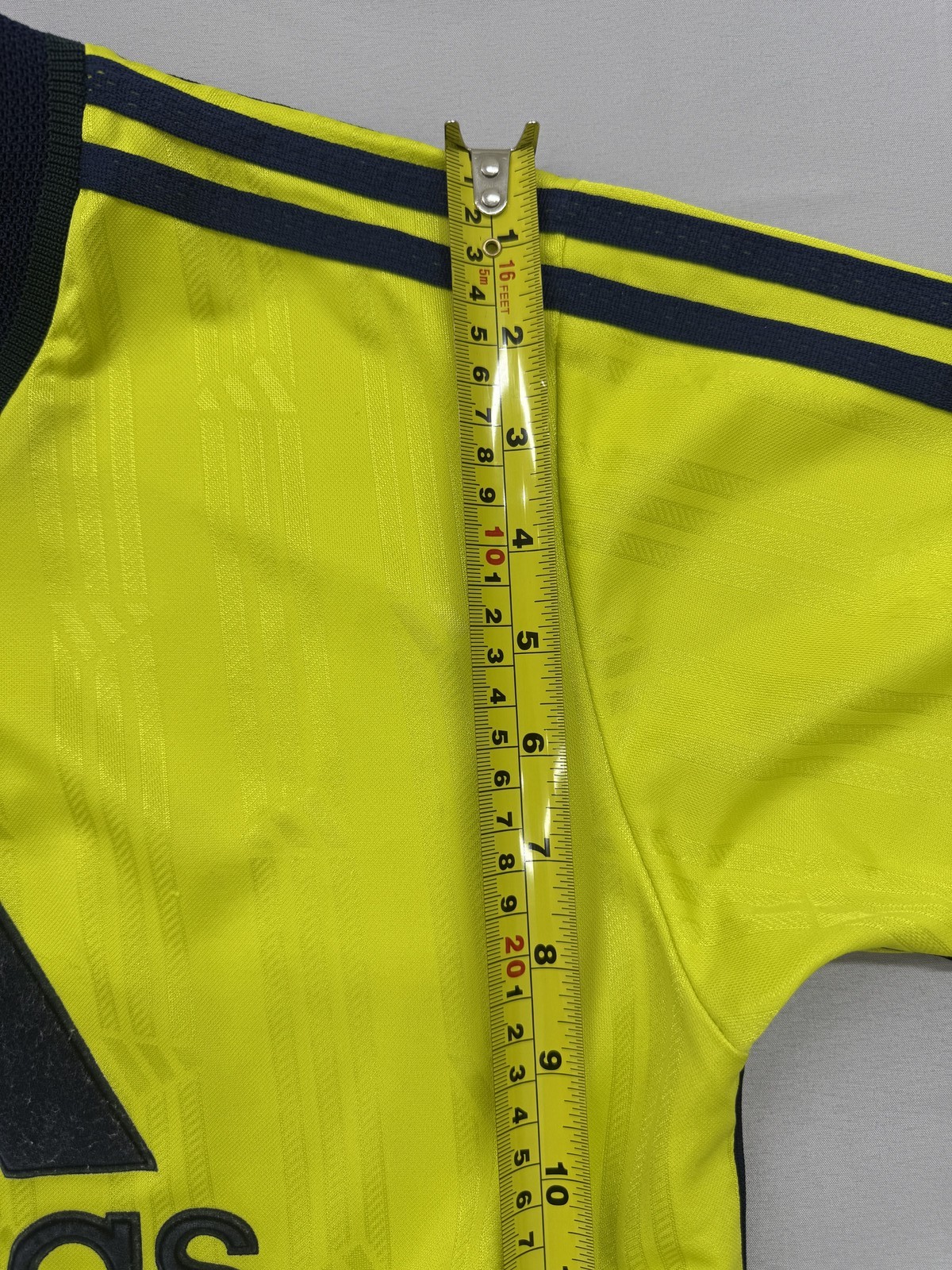 Adidas Soccer Jersey Yellow Striped L Short Sleeve V Neck 3-Stripes gallery