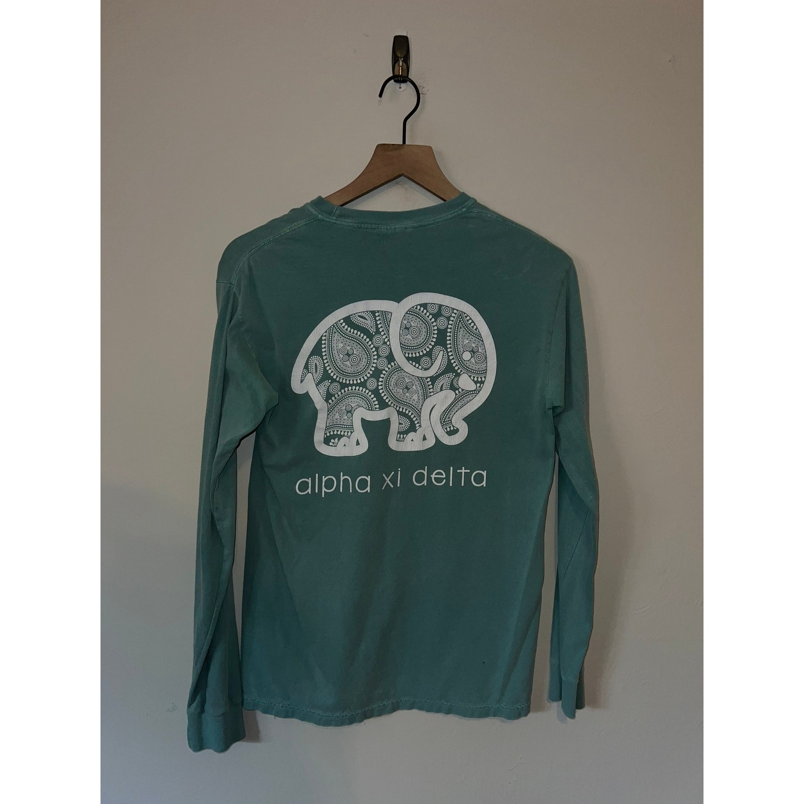 Alpha Xi Delta Shirt Long Sleeve Elephant College Green Y2K Comfort Colors Small gallery