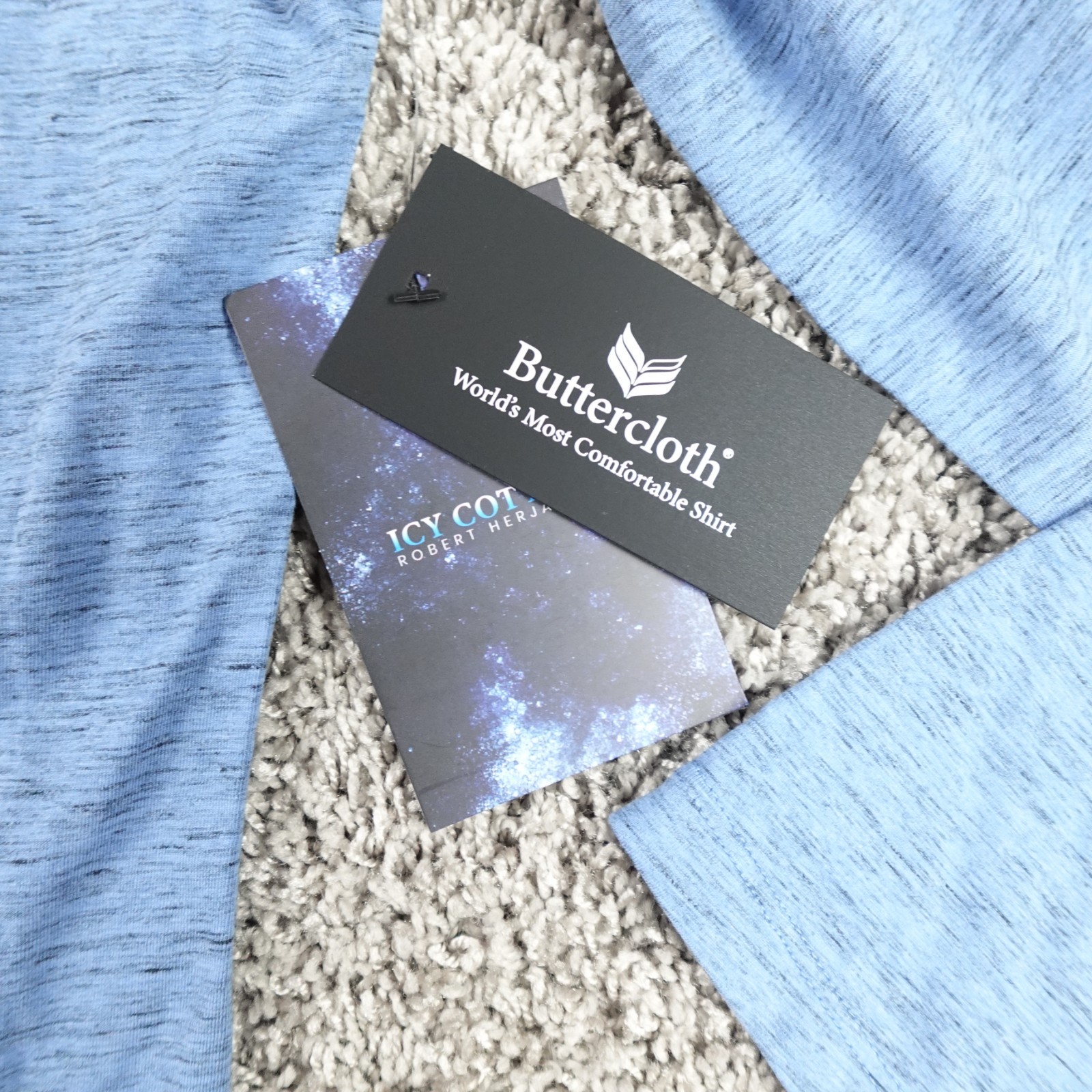 Butter Cloth Henley Shirt Mens 3XL Blue Icy Cotton Mint Fabric Performance gallery