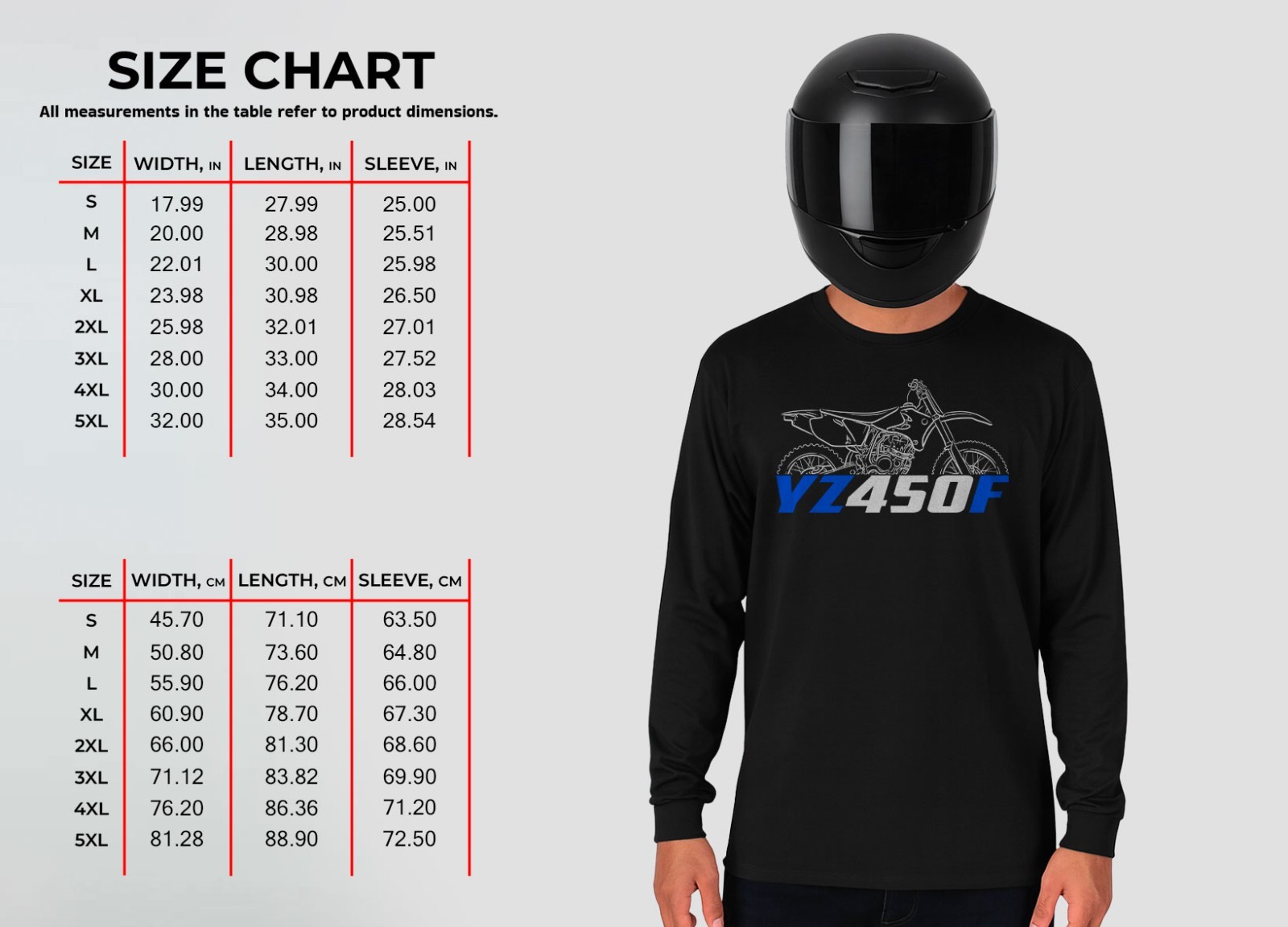 For Yamaha YZ450F 2003-2025 fans - Long Sleeve T-shirt gallery