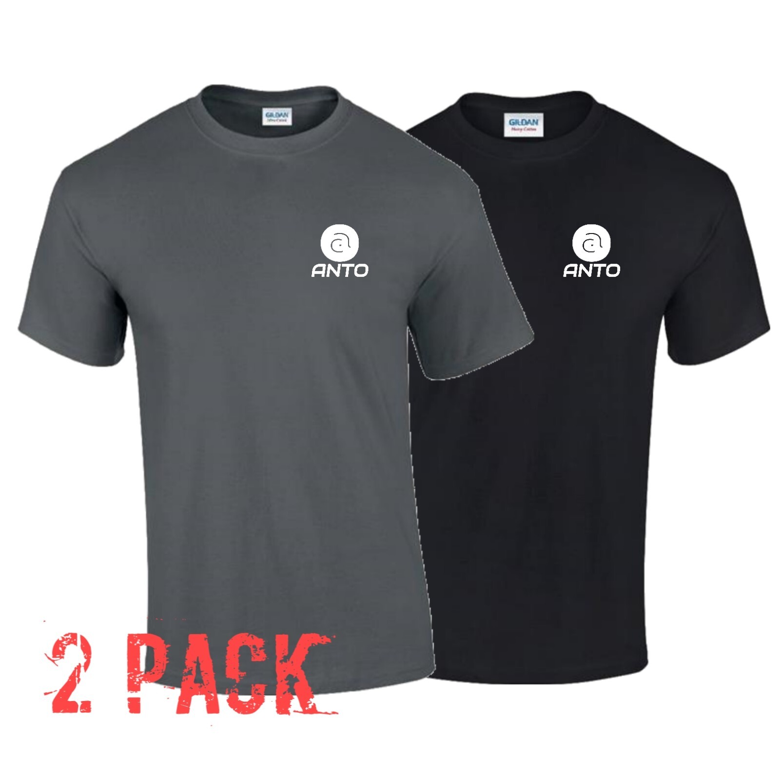 2 Pack SoftStyle Cotton Mens ANTO Logo T-shirt Multi Colors Semi Fitted Top gallery