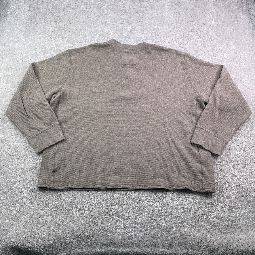 Eddie Bauer Shirt Mens 2XL XXL Brown Thermal Waffle Knit Grid Henley Outdoors gallery