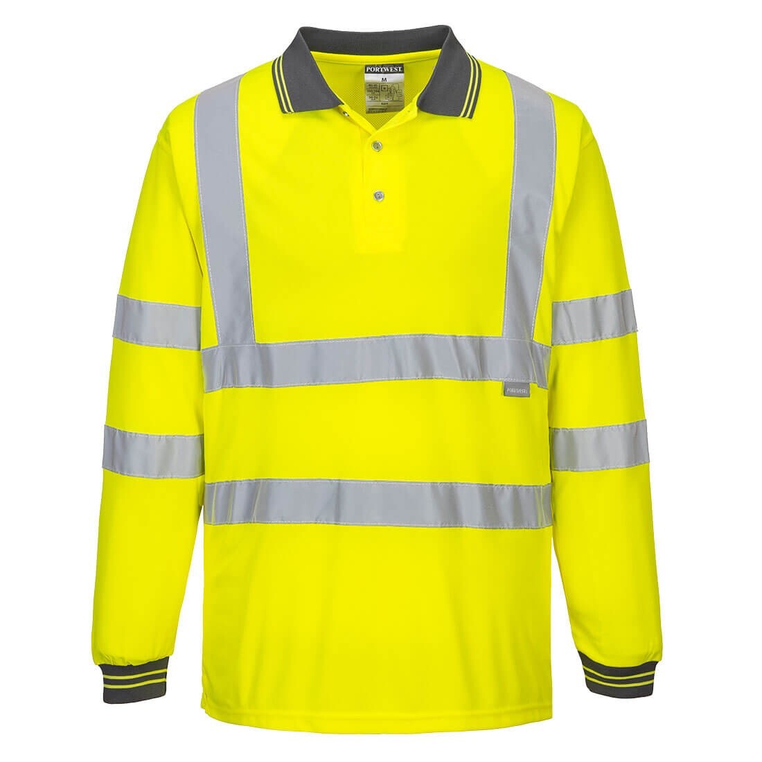 Mens Hi Vis Viz Polo Shirt Long Sleeve High Visibility Breathable Workwear Top gallery
