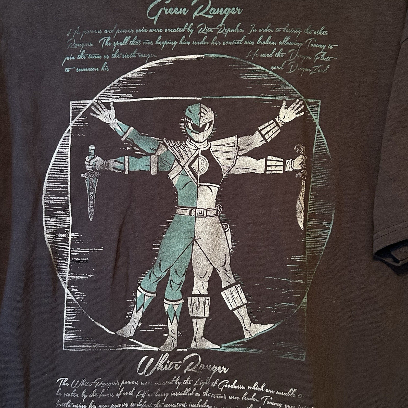 Vintage Power Rangers White Ranger To Green Transformation Shirt XL Y2K 90s BG17 gallery