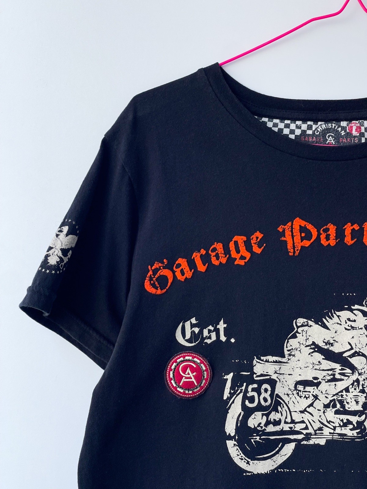 Christian Audigier Men's T-Shirt Black Biker Garage Parts Motorcycle Y2K Size M gallery