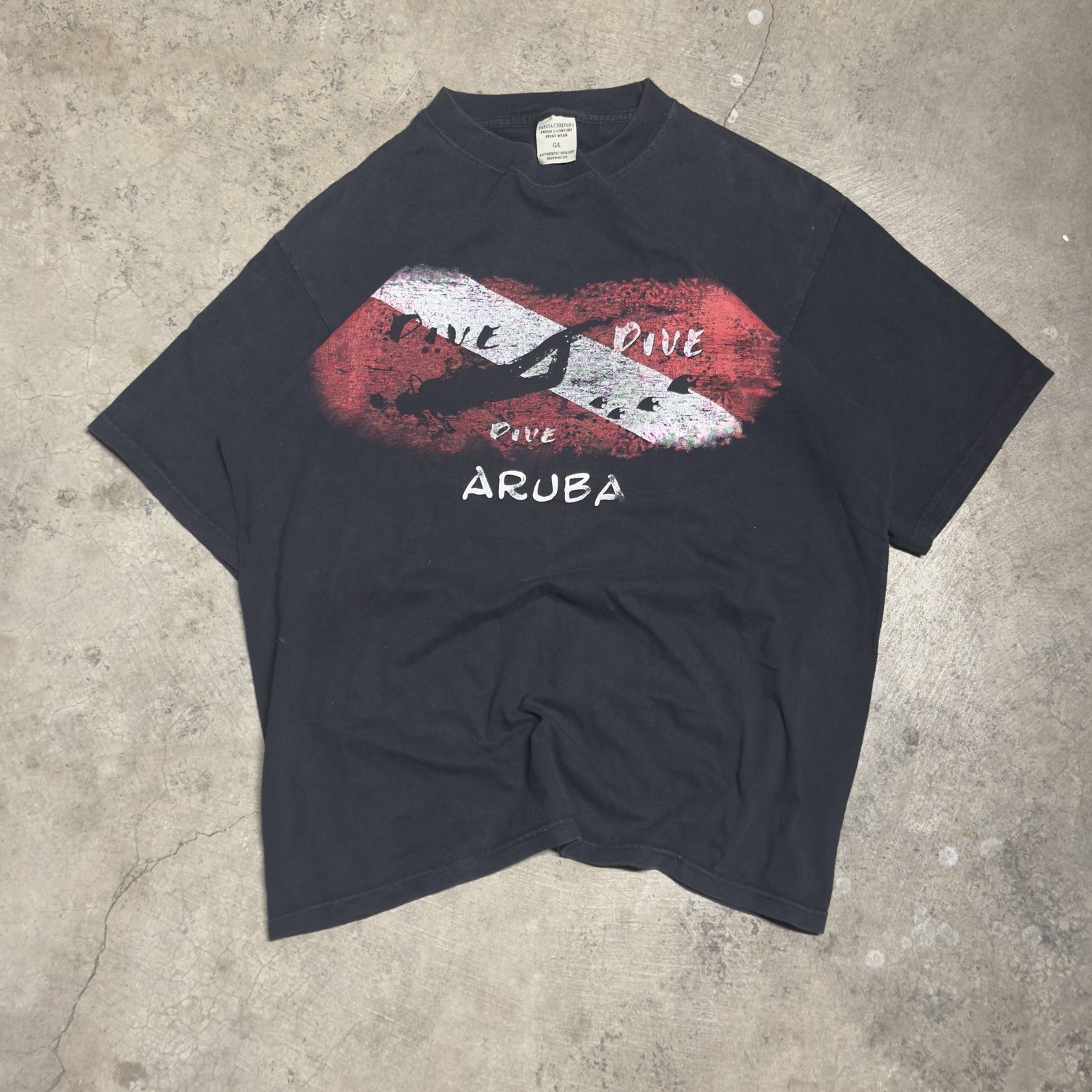 Vintage Dive Dive Dive Aruba Scuba Diver Graphic T-Shirt Black Men’s Size L gallery