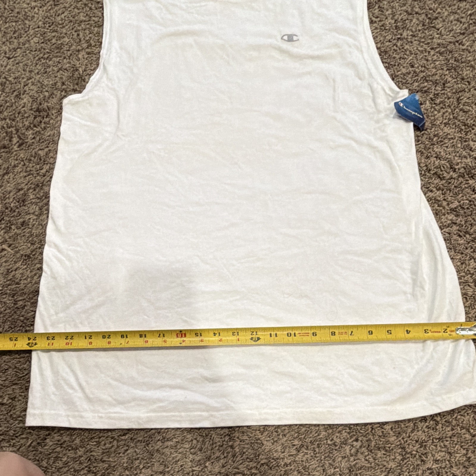 Champion Mens XL White Crew Neck Sleeveless Muscle Jersey Cotton Logo Tagless gallery