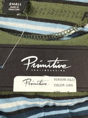 Size S – Primitive Skateboarding Reign Knit Striped Logo T-Shirt Green