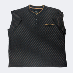 Craft & Flow Cotton Collarless Polo Short Sleeve Mens Casual Black Shirt 3X New