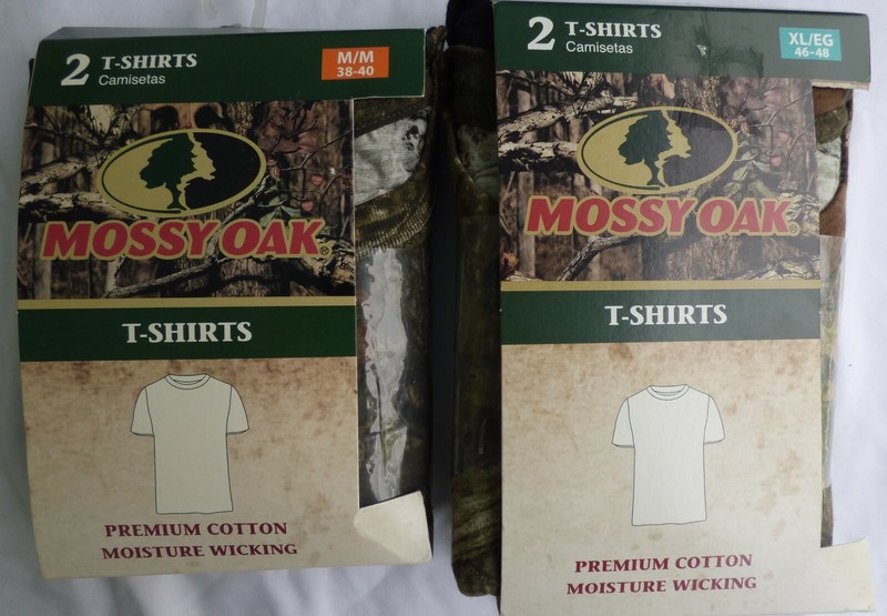 Mossy Oak  2 Pack Mens  Cotton Crew Neck CAMO T-Shirt Choose Med L XL or 2XL Tee