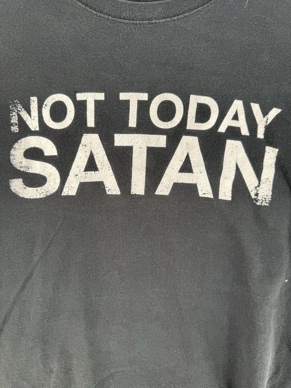 Spencer's Unisex Not Today Satan Graphic T Shirt Black White Sz Unknown , Issues gallery