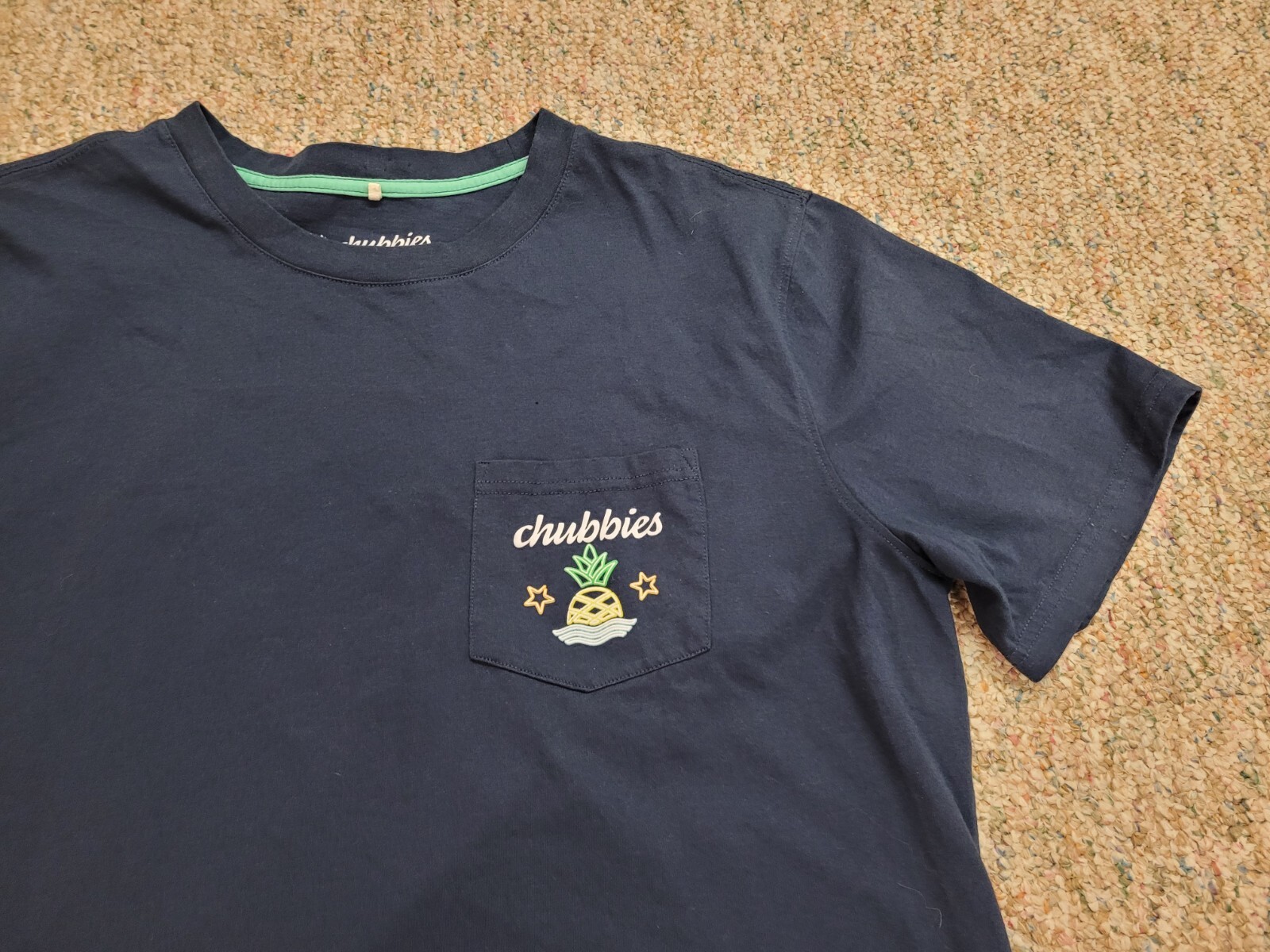 Chubbies Shirt Mens 2XL Blue Pocket Tee Logo Taco Weekend Neon Pineapple Casual gallery